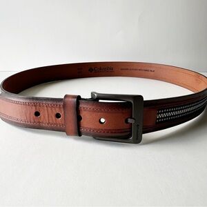 Columbia Brown Leather Braided Inlay Belt